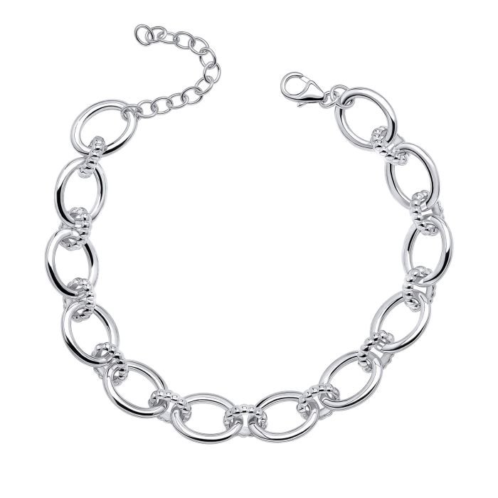 Sterling Silver Oval and Circle Link Bracelet outlet