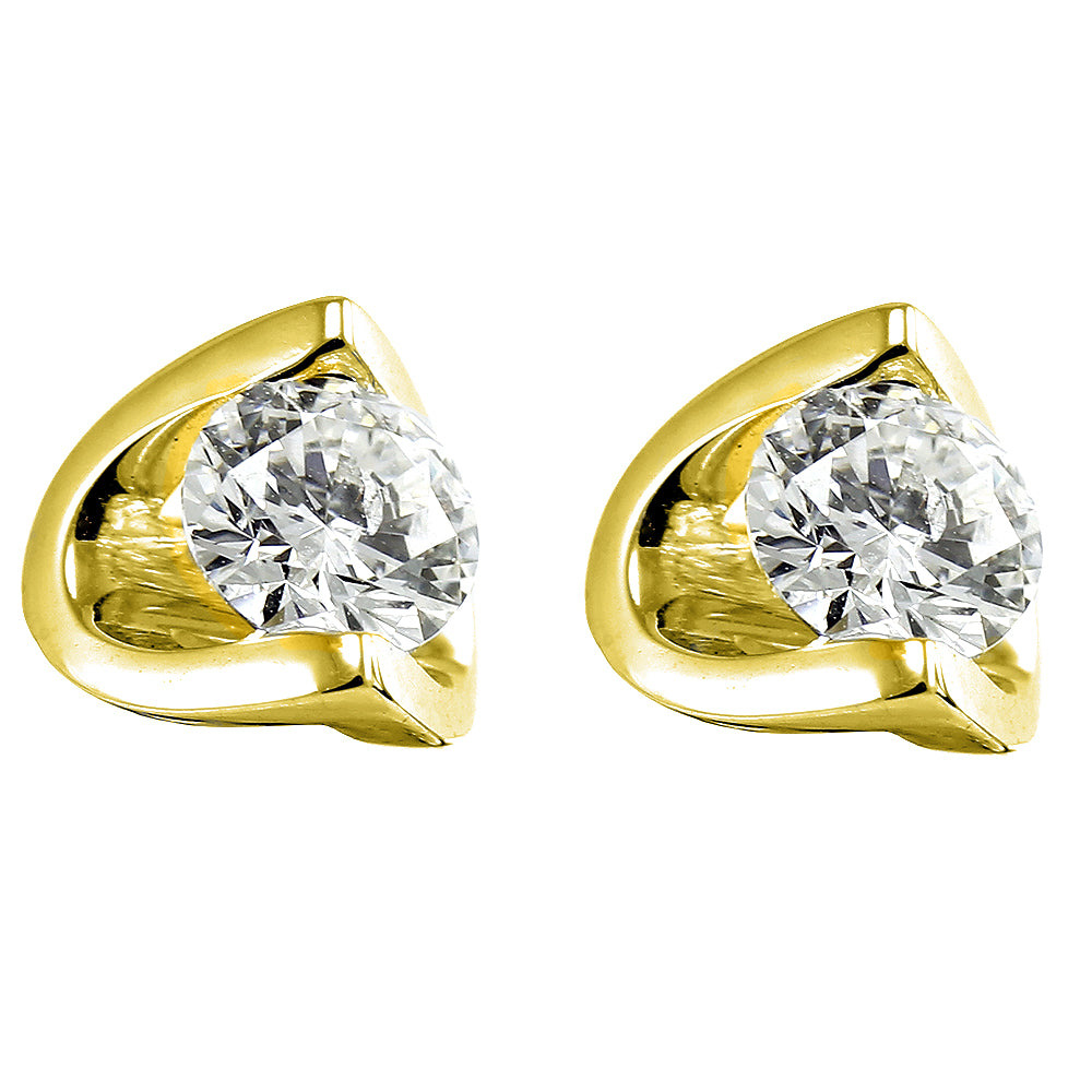 18k Yellow Gold 4.00 Ct./8mm Diamond Screw selling back Stud Earrings.