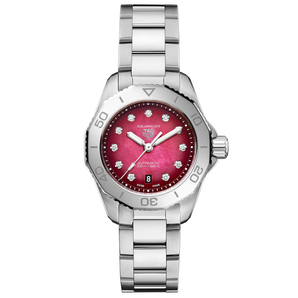 TAG Heuer Aquaracer Professional 200 Date 30mm Pink MOP Dial Diamond A