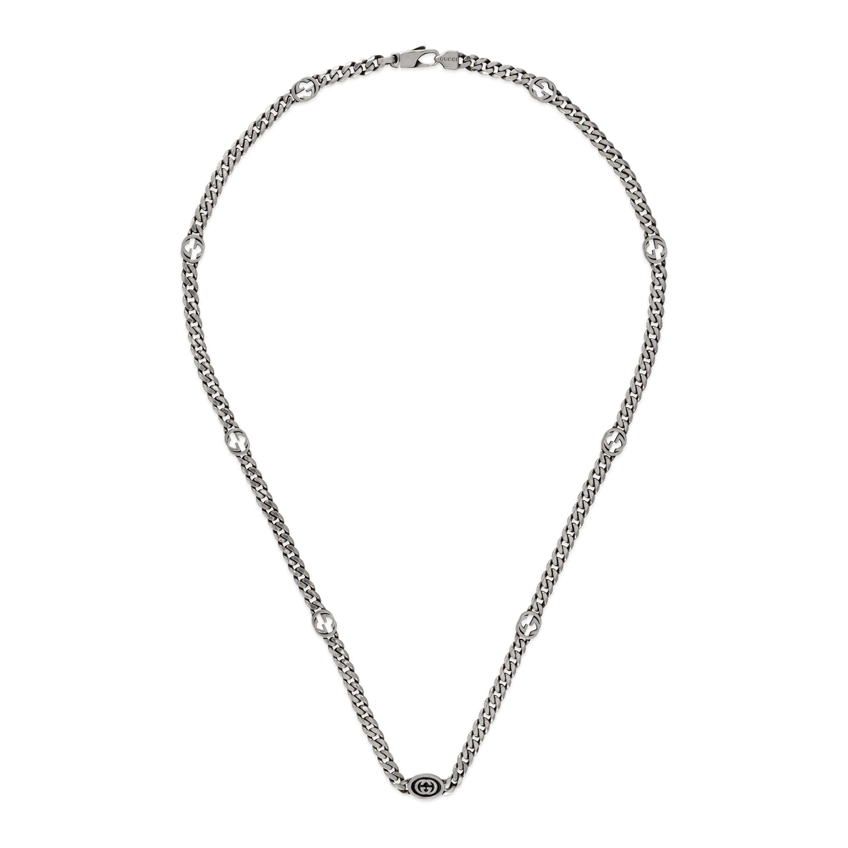 Gucci Interlocking Silver Station Necklace YBB67866100100U