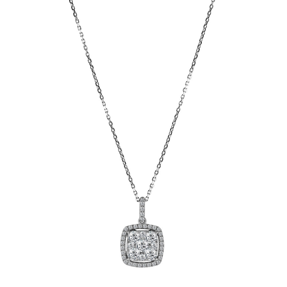 Square diamond sale pendant necklace