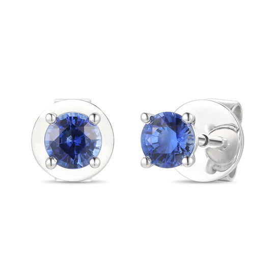 2 ct Brilliant Round Cut Solitaire Studs Designer Genuine Flawless Simulated Blue Sapphire 14K 18K White Gold Earrings Screw 2024 back