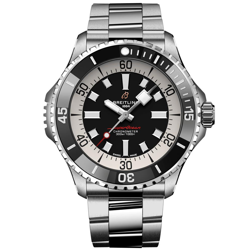 Breitling superocean 46mm black steel sale