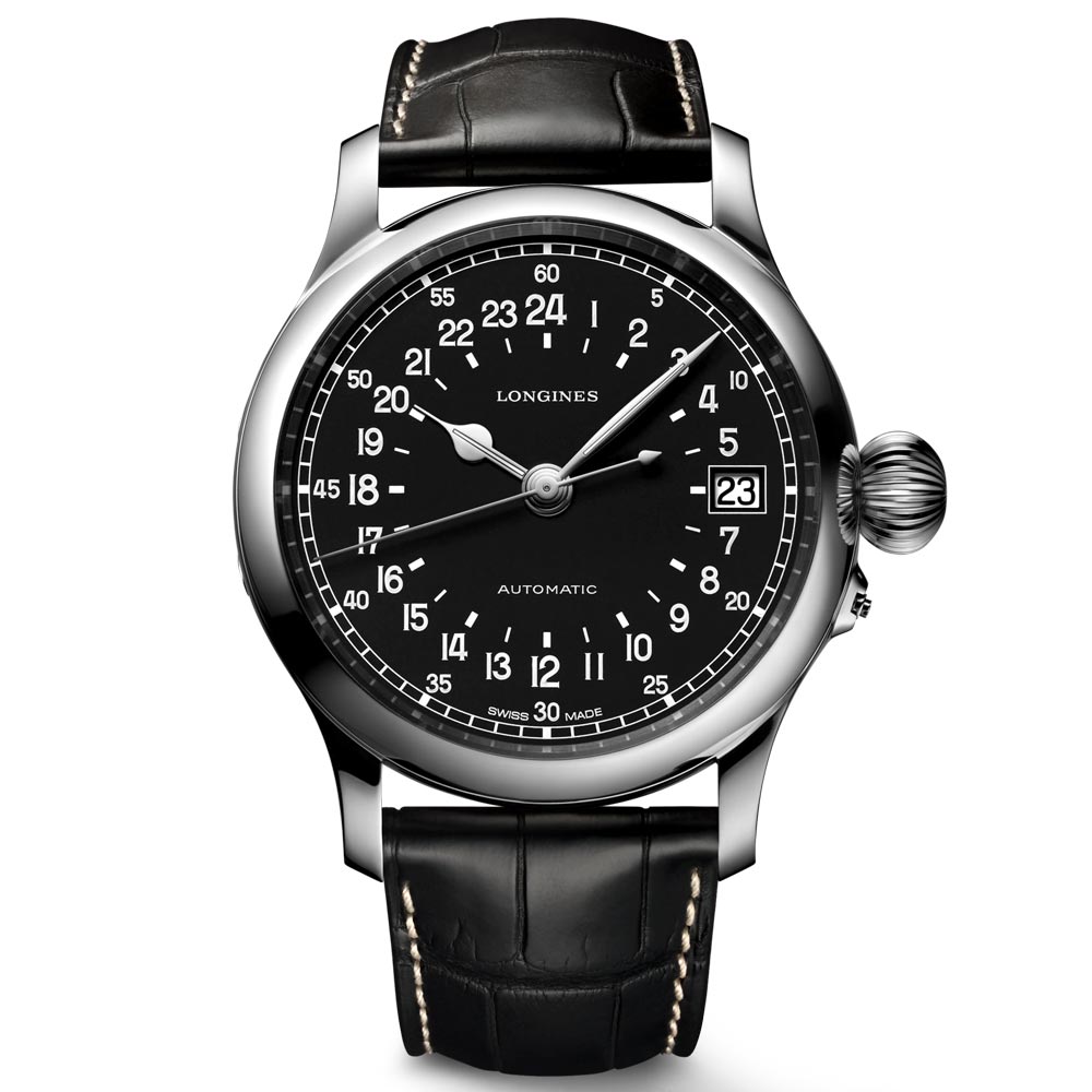 Longines Heritage Avigation Twenty Four Hours 47.5mm Black Dial Automatic Gents Watch L2.751.4.53.4