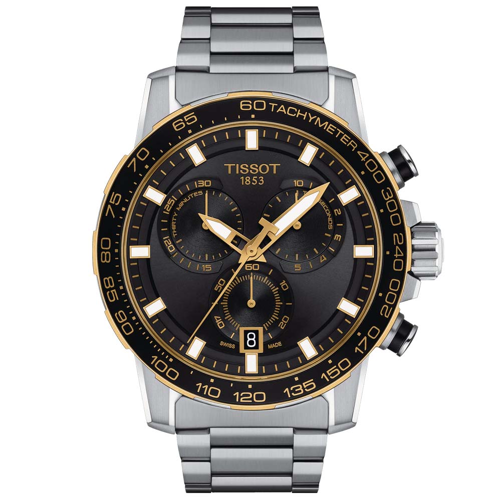 Tissot T Sport Supersport Chrono Black Dial Gold PVD Steel Gents Watch