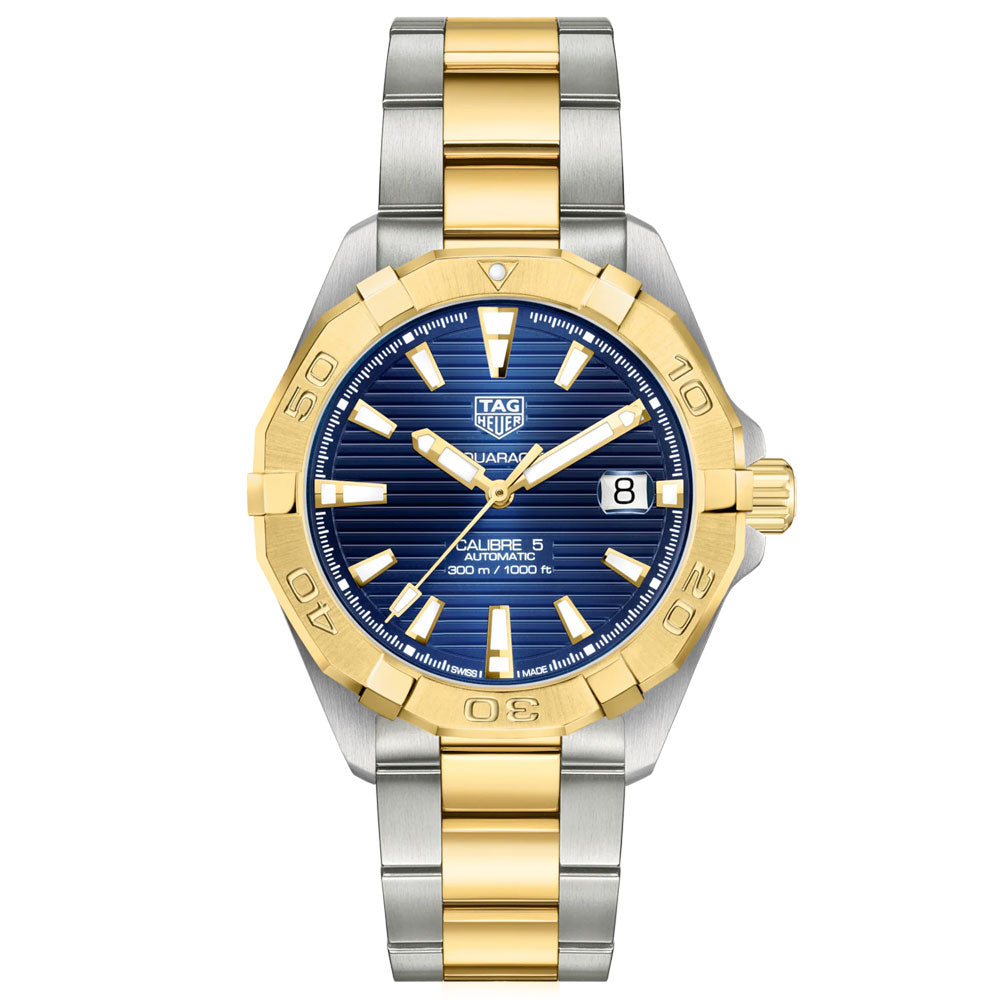 TAG Heuer Gents Aquaracer 41mm Blue Dial Two Tone Steel 18ct Gold Plated Automatic Watch WBD2120.BB0930