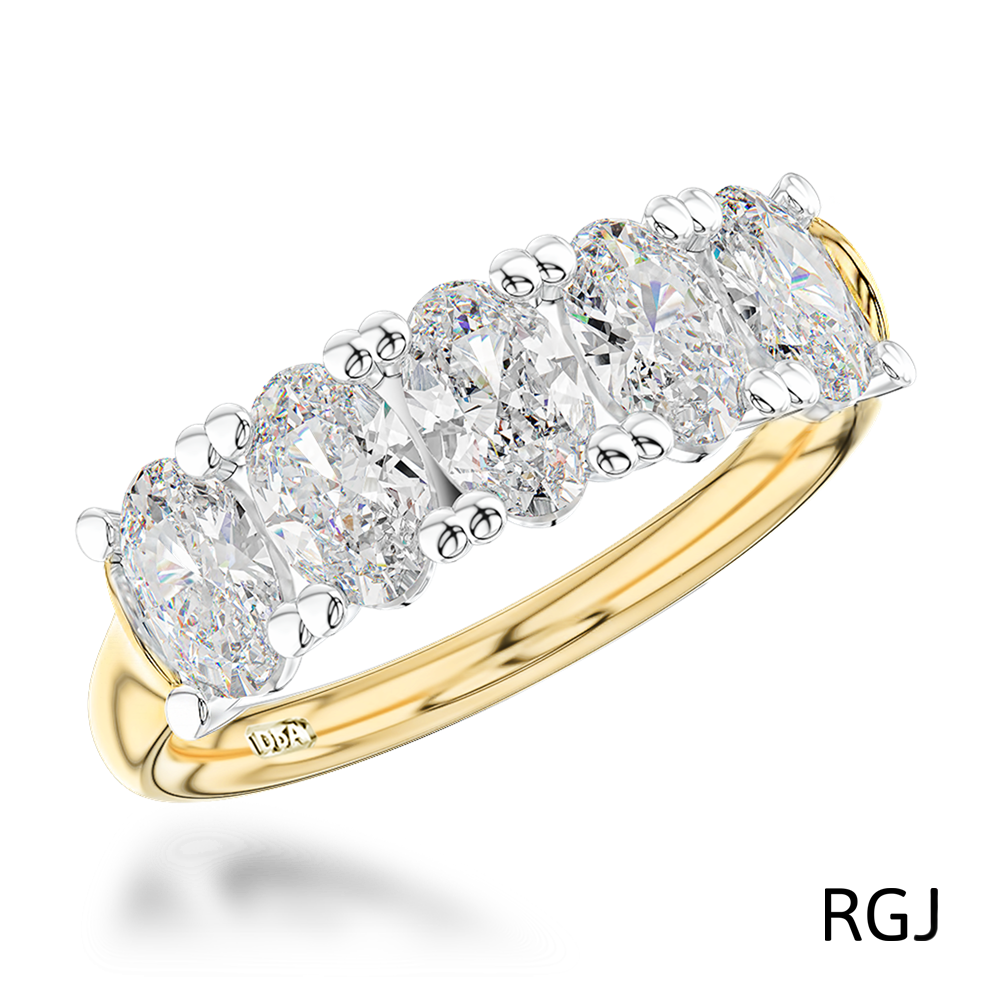 The Windsor 18ct Yellow And Platinum Oval Cut Diamond Five Stone Ring