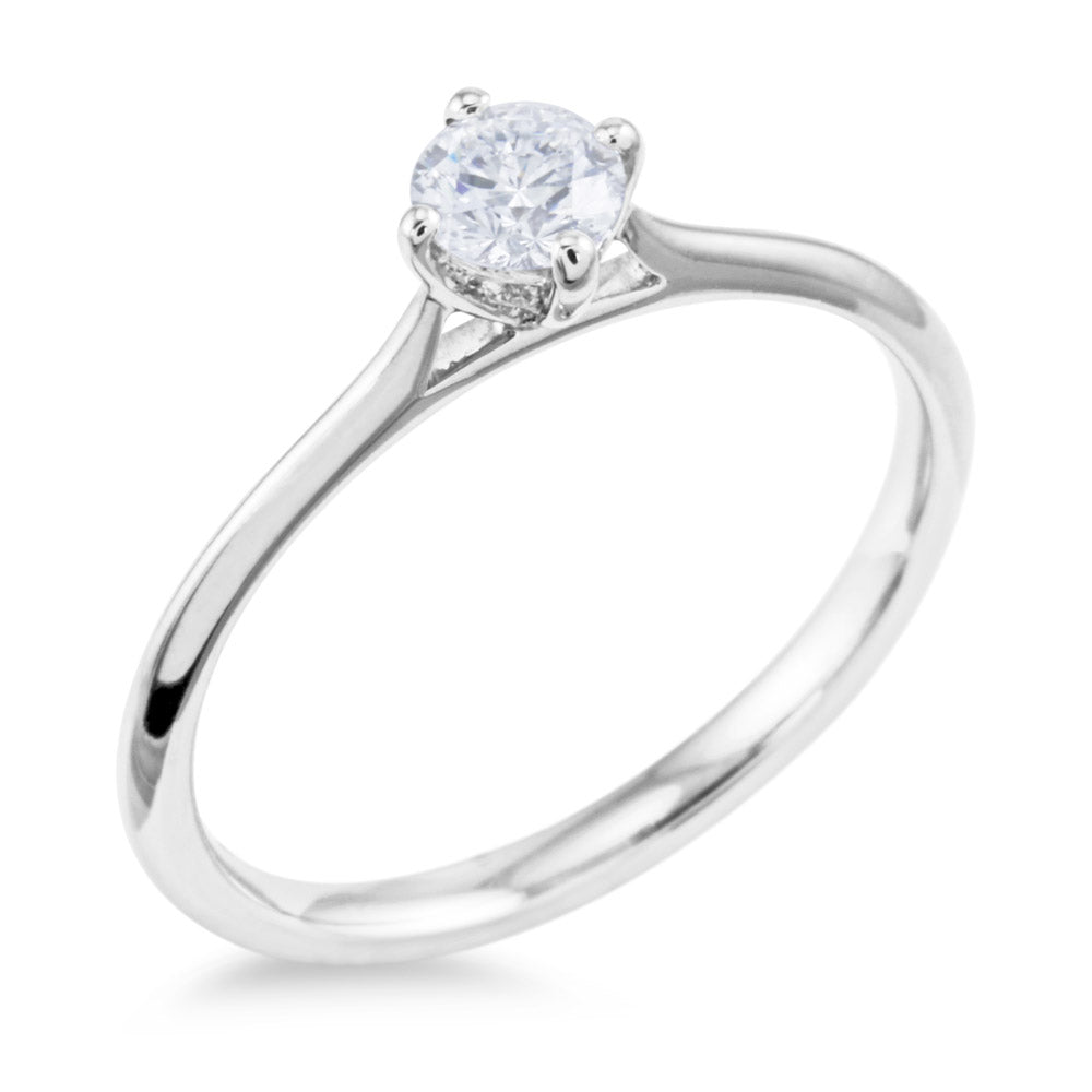 The Bluebell Platinum Premier Cut Diamond Solitaire Engagement Ring With Diamond Detailing