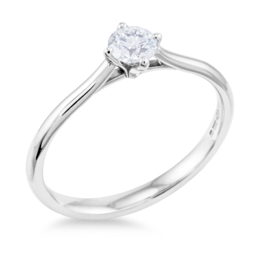 The Tuberose Platinum Round Brilliant Cut Diamond Solitaire Engagement Ring