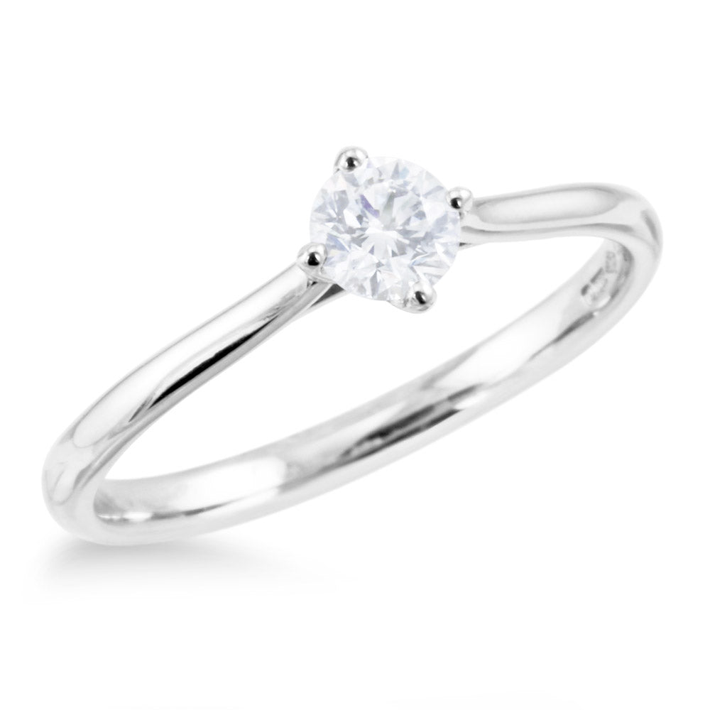 The Tuberose Platinum Round Brilliant Cut Diamond Solitaire Engagement Ring