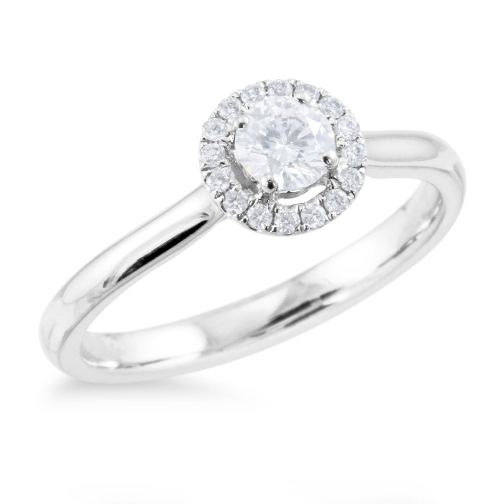 The Protea Platinum Round Brilliant Cut Diamond Engagement Ring With Diamond Halo