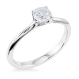 The Anemone Platinum Round Brilliant Cut Diamond Solitaire Engagement Ring With Diamond Detailing