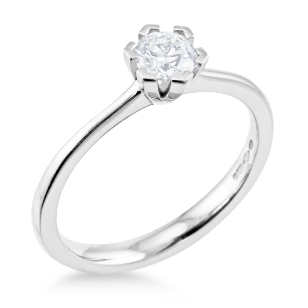 The Gypsophila Platinum Round Brilliant Cut Diamond Solitaire Engagement Ring