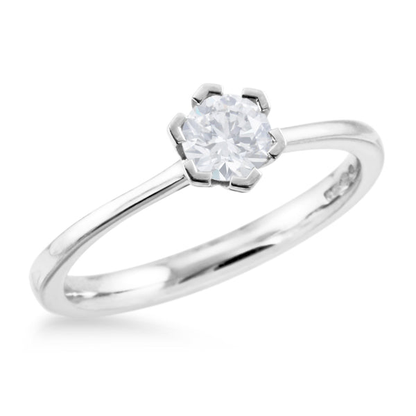 The Gypsophila Platinum Round Brilliant Cut Diamond Solitaire Engagement Ring