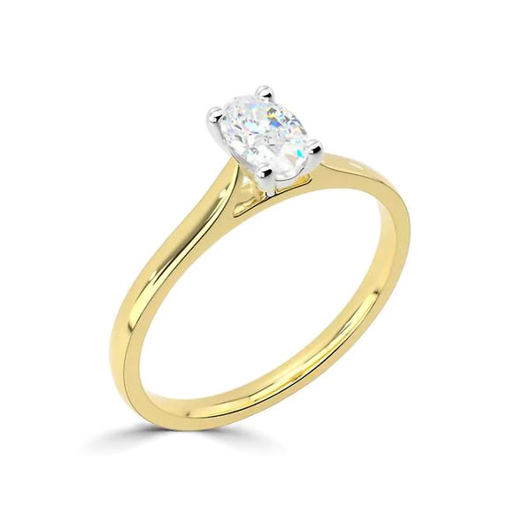 The Forever 18ct Yellow Gold And Platinum Oval Cut Diamond Solitaire Engagement Ring