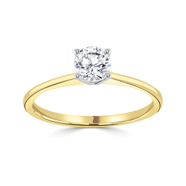 The Aster 18ct Yellow Gold And Platinum Round Brilliant Cut Diamond Solitaire Engagement Ring