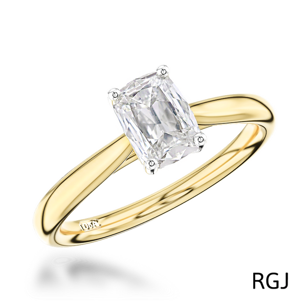 The Classic 18ct Yellow Gold And Platinum Cushion Cut Diamond Solitaire Engagement Ring