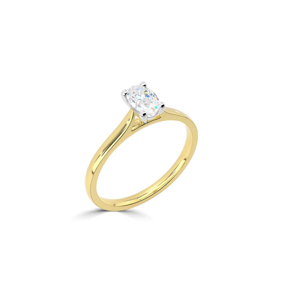 The Forever 18ct Yellow Gold And Platinum Oval Cut Diamond Solitaire Engagement Ring