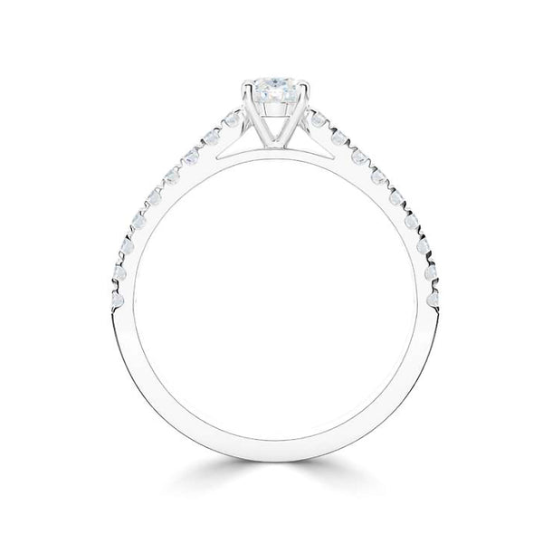 The Everlasting Platinum Oval Cut Diamond Engagement Ring With Diamond Set Shoulders