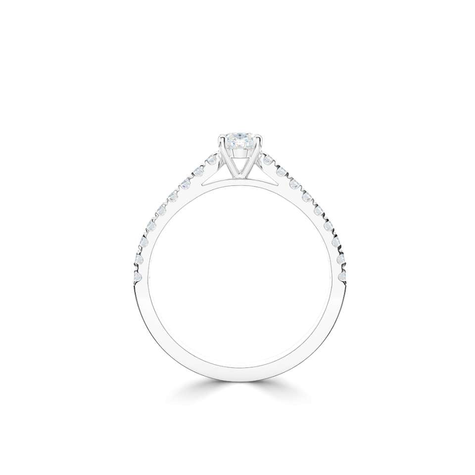 The Everlasting Platinum Oval Cut Diamond Engagement Ring With Diamond Set Shoulders