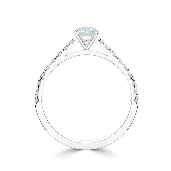 The Cherish Platinum Round Brilliant Cut Diamond Solitaire Engagement Ring With Diamond Set Shoulders