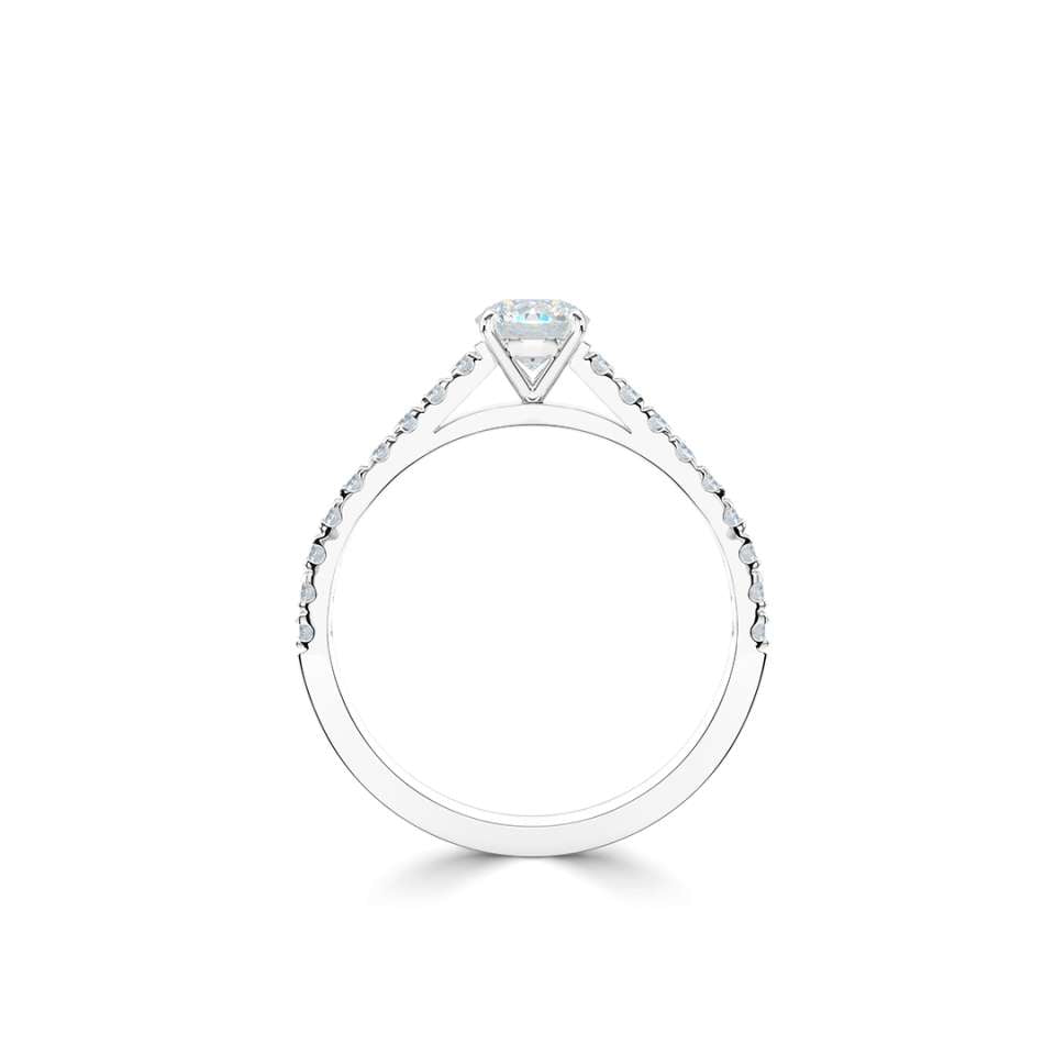 The Cherish Platinum Round Brilliant Cut Diamond Solitaire Engagement Ring With Diamond Set Shoulders