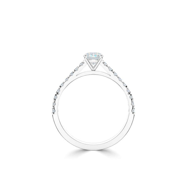 The Cherish Platinum Round Brilliant Cut Diamond Solitaire Engagement Ring With Diamond Set Shoulders