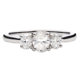 Platinum 0.75ct Oval Cut Diamond Three Stone Engagement Ring