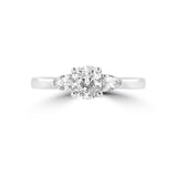 Platinum 1.00ct Cushion And Pear Cut Three Stone Diamond Engagement Ring