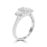 Platinum 2.51ct Oval Cut Diamond Three Stone Engagement Ring