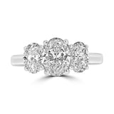 Platinum 2.51ct Oval Cut Diamond Three Stone Engagement Ring