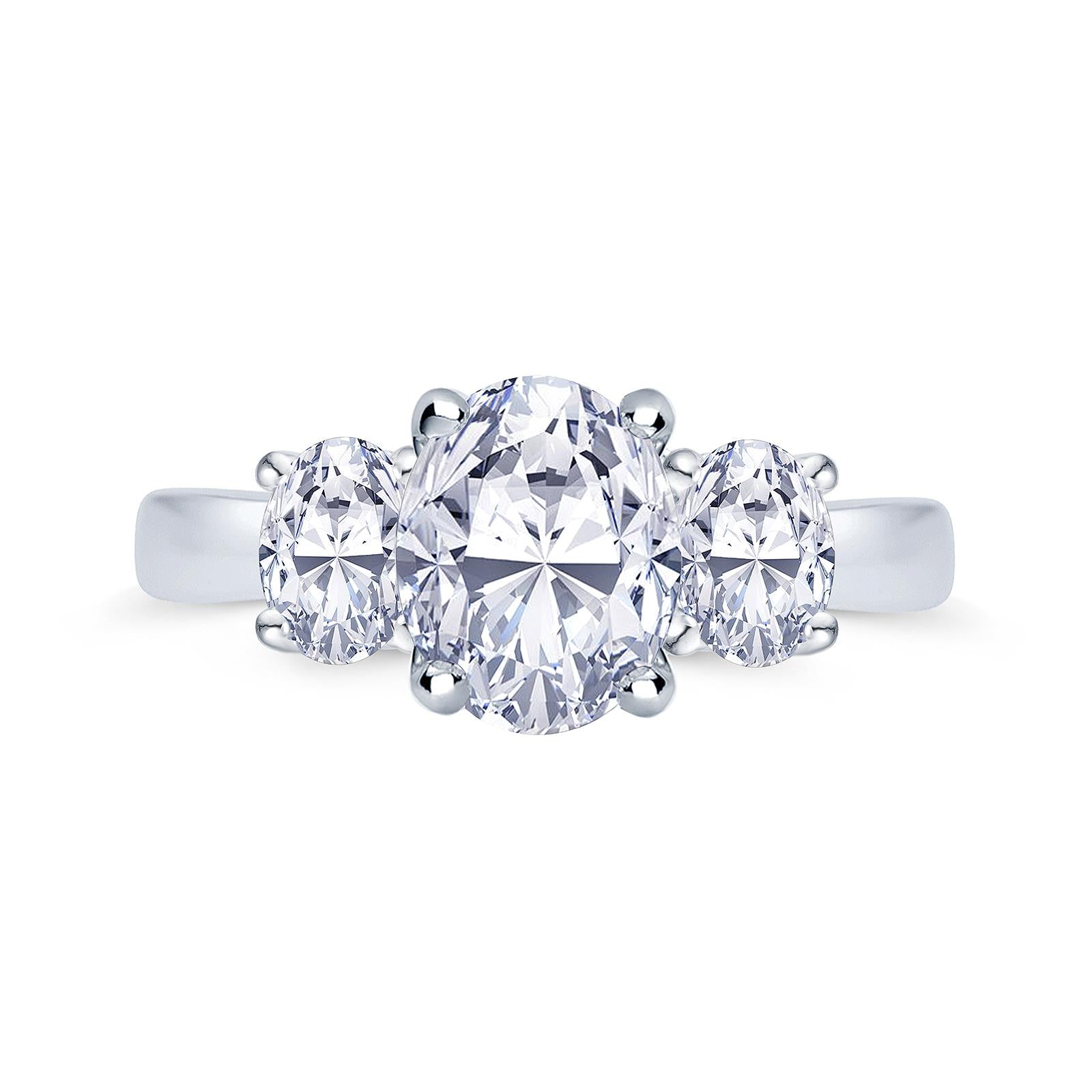 Platinum 0.80ct Oval Cut Diamond Three Stone Engagement Ring