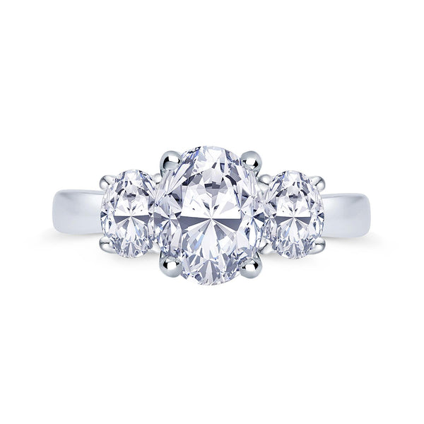 Platinum 1.51ct Oval Cut Diamond Three Stone Engagement Ring