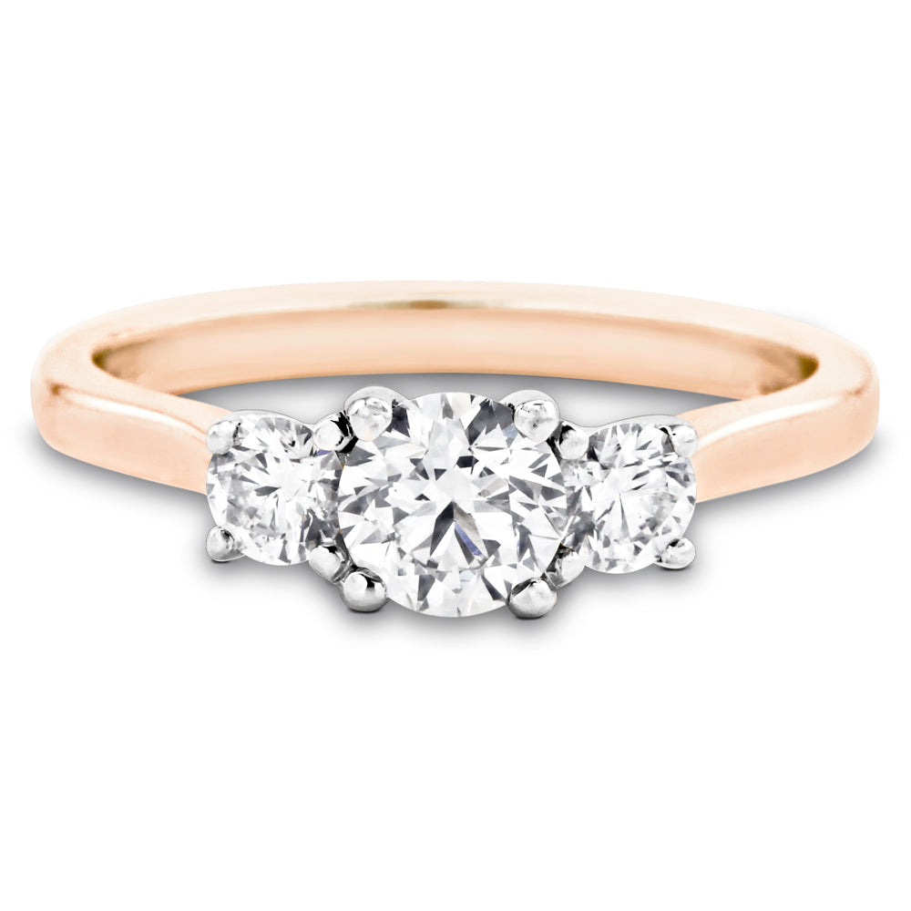 The Camellia 18ct Yellow Gold And Platinum Round Brilliant Cut Diamond Three Stone Engagement Ring