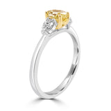 Platinum And 18ct Yellow Gold 1.02ct Oval Cut Yellow Diamond And 0.25ct Pear Cut Diamond Three Stone Ring