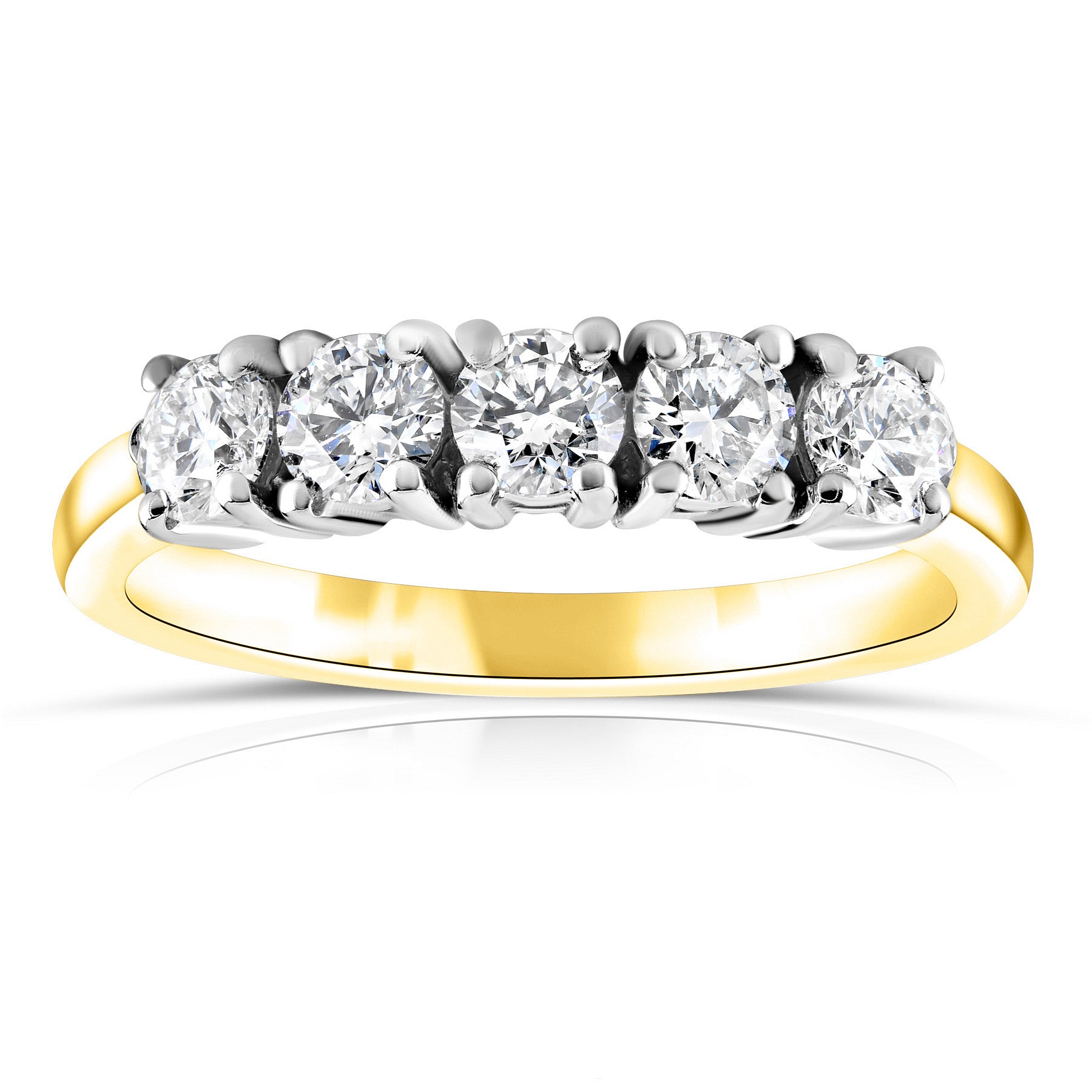 18ct Yellow And White Gold 1.00ct Round Brilliant Cut Five Stone Ring