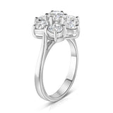 18ct White Gold 1.00ct Round Brilliant Cut Diamond Seven Stone Flower Ring