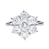 18ct White Gold 1.00ct Round Brilliant Cut Diamond Seven Stone Flower Ring