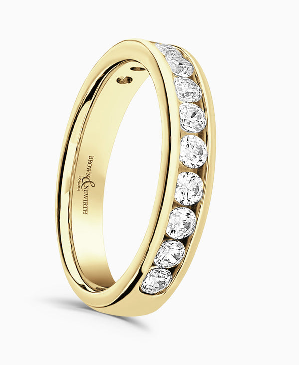 18ct Yellow Gold 0.50ct Round Brilliant Cut Diamond Channel Set Half Eternity Ring