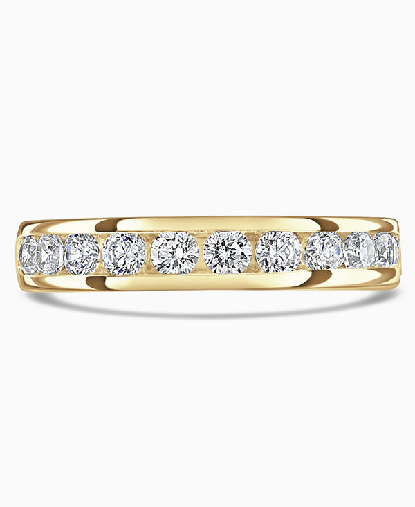 18ct Yellow Gold 0.50ct Round Brilliant Cut Diamond Channel Set Half Eternity Ring