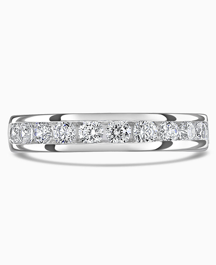 Platinum 0.75ct Round Brilliant Cut Diamond Channel Set Half Eternity Ring