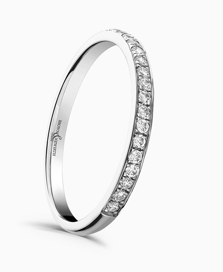 Platinum 0.10ct Round Brilliant Cut Diamond Grain Set Half Eternity Ring