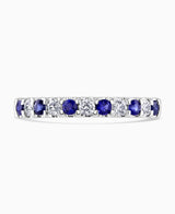 18ct White Gold 0.25ct Blue Sapphire And Diamond Claw Set Half Eternity Ring