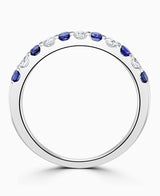 18ct White Gold 0.25ct Blue Sapphire And Diamond Claw Set Half Eternity Ring