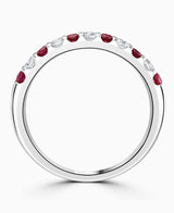 18ct White Gold 0.50ct Ruby And Diamond Claw Set Half Eternity Ring