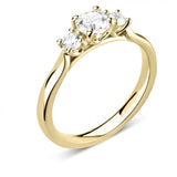 The Round Brilliant Cut 9ct Yellow Gold Laboratory Grown Diamond Three Stone Engagement Ring