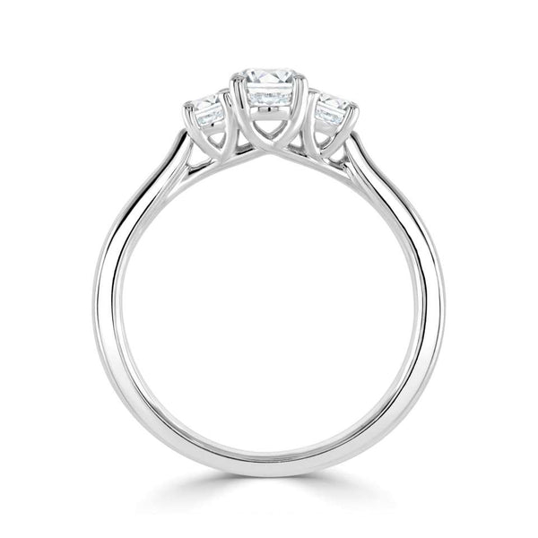 The Oval Cut Platinum Laboratory Grown Diamond Three Stone Engagement Ring