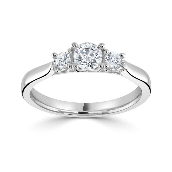 The Trilogy Round Brilliant Cut Platinum Laboratory Grown Diamond Three Stone Engagement Ring