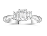 The Emerald Cut Platinum Laboratory Grown Diamond Three Stone Engagement Ring