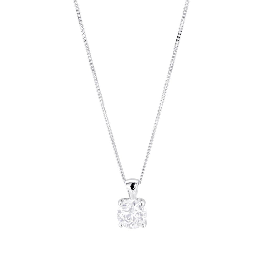 The Round Brilliant Cut Four Claw 9ct White Gold Laboratory Grown Diamond Necklace